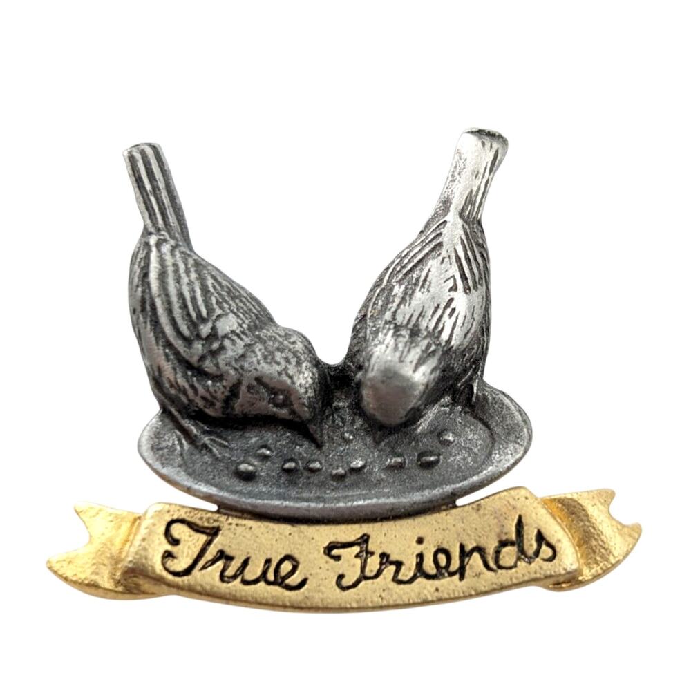 Marjolein Bastin True Friends Bird Brooch Pewter Nature Jewelry